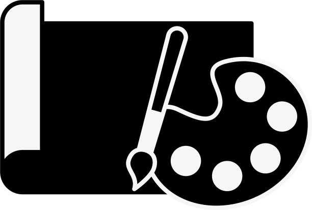 平面设计调色板、画笔和纸张图片下载