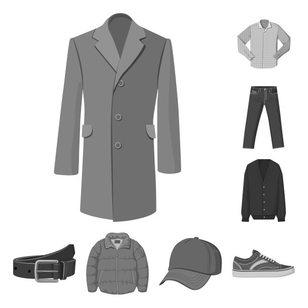 孤立对象的男人和服装标志套图片下载