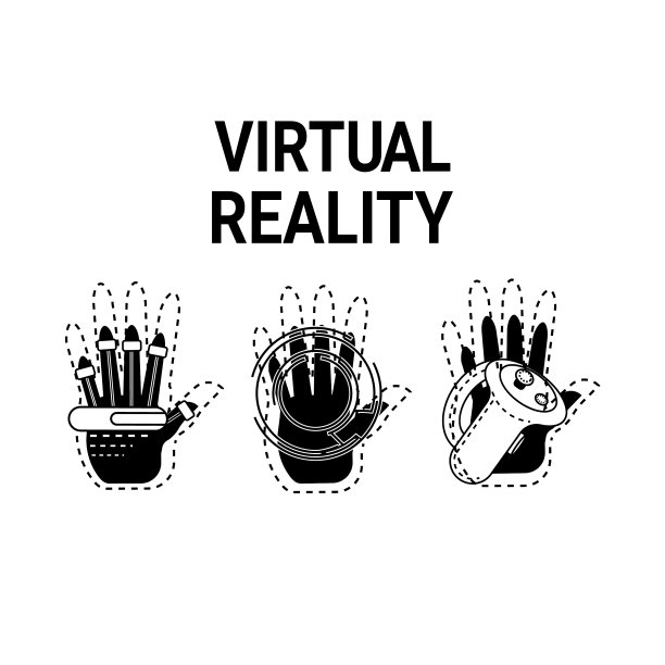 虚拟现实VR眼镜概念图标集图片下载