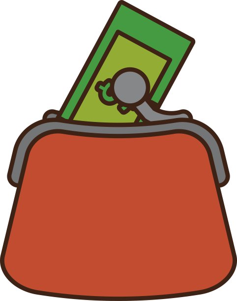 钱包与账单孤立的图标图片下载