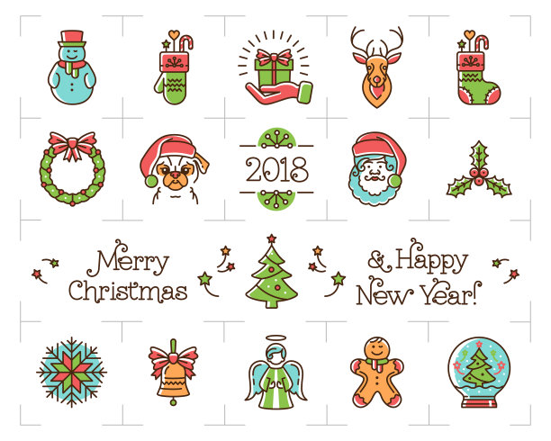 圣诞节系列图标设置假日符号新图片下载