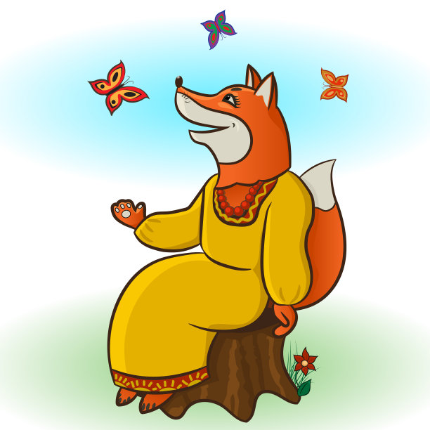 福克斯和蝴蝶图片下载