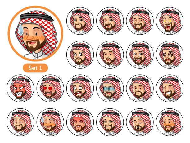 第一套沙特阿拉伯人卡通人物图片下载