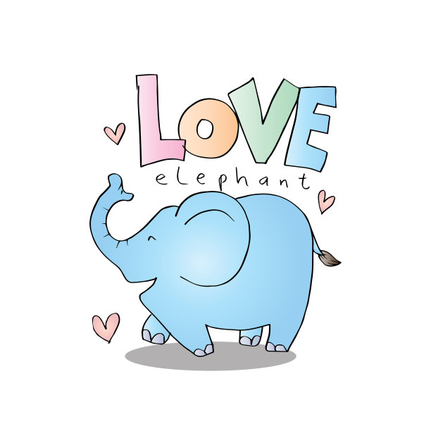 卡通动物与字母爱大象图片下载