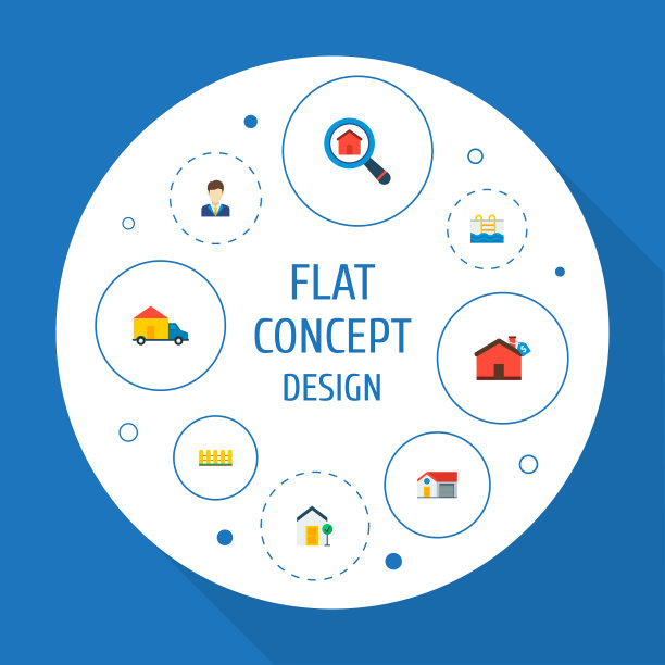 一套不动产图标与平面样式的符号图片下载