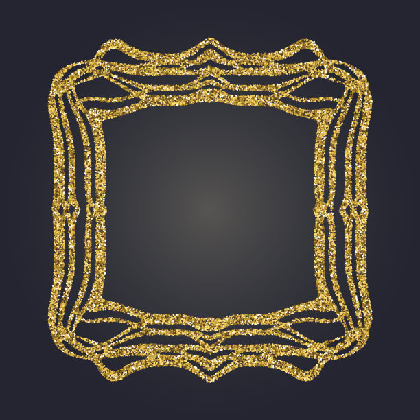 新艺术金闪光框装饰艺术边界图片下载