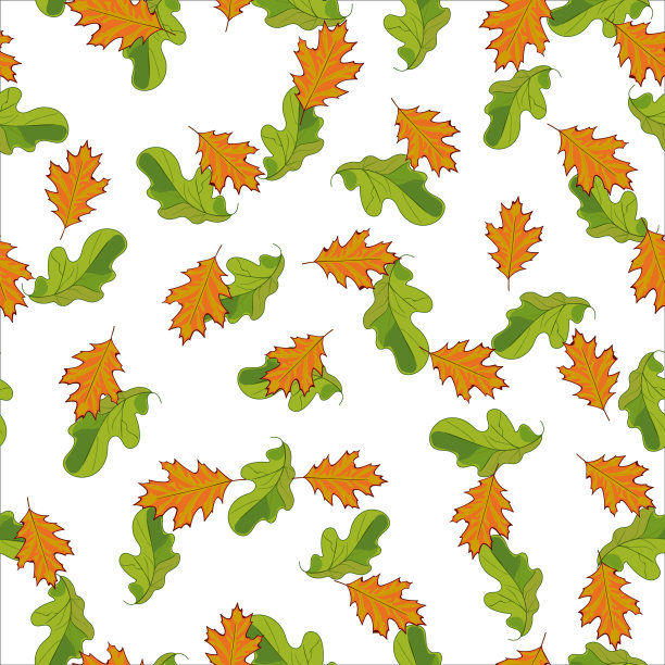 无缝模式与手绘绿色和橙色图片下载