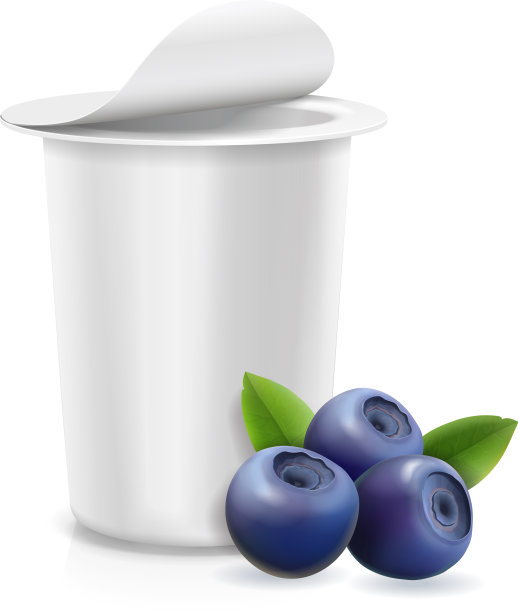 蓝莓酸奶容器和浆果图片下载