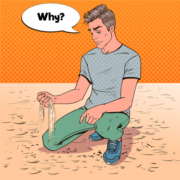 一个悲伤的年轻人坐在海滩上图片下载