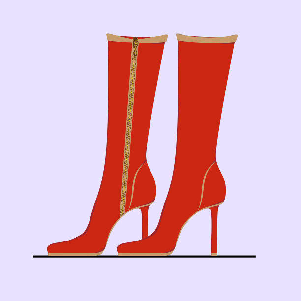 典雅红女靴图片下载