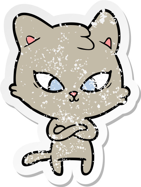 一个可爱的卡通猫的苦恼贴纸图片下载