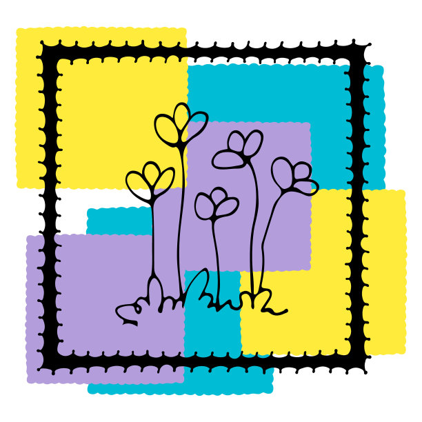 素描花坛花卉组成图片下载