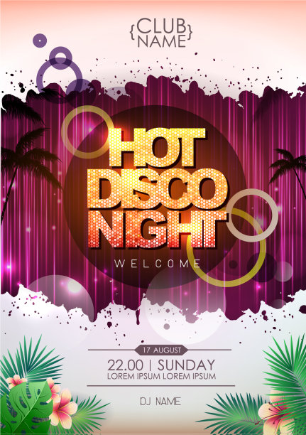 夏季派对海报设计热迪斯科之夜图片下载