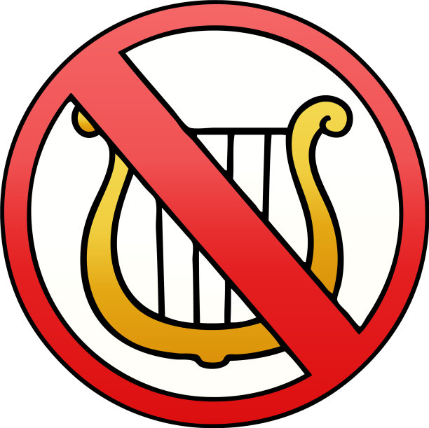 渐变渐变的卡通“禁止播放音乐”标志图片下载