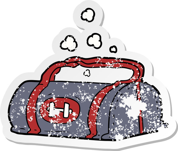 一个卡通健身包的旧贴纸图片下载