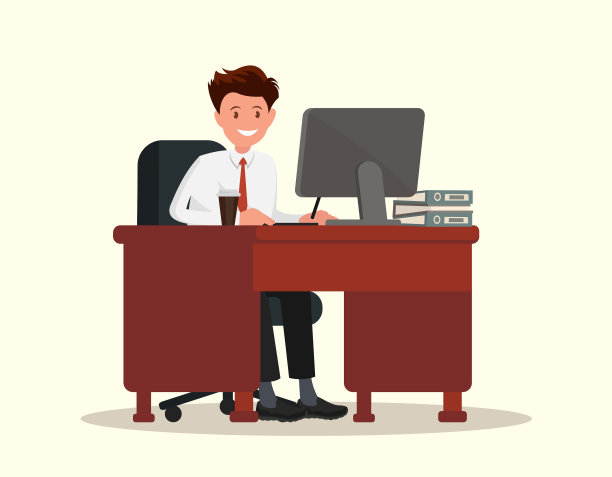 桌面后面的办公室职员图片下载