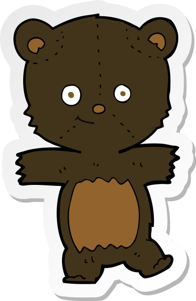 卡通可爱的黑熊贴纸图片下载