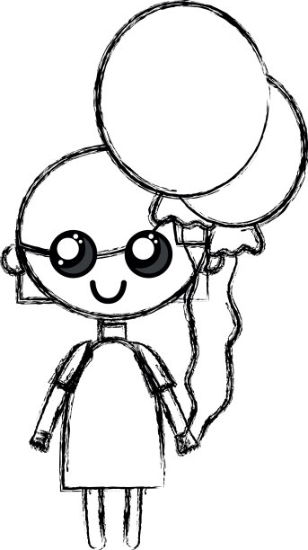 用气球和发型给美女画线图片下载