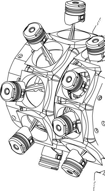 解体后的径向发动机上有一个白色图片下载