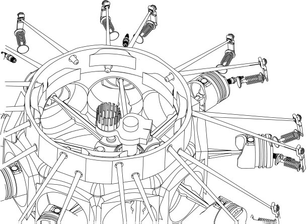 解体后的径向发动机上有一个白色图片下载