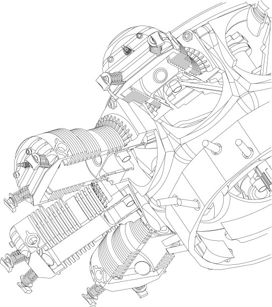 解体后的径向发动机上有一个白色图片下载