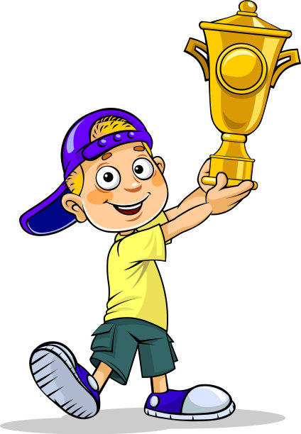 拿着奖杯的男孩图片下载