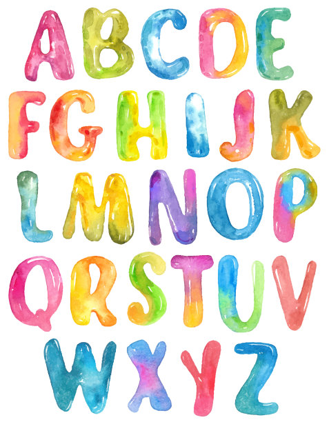 ABC字母水彩字母在白色图片下载