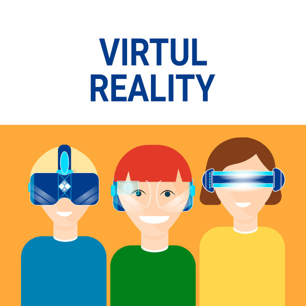 佩戴现代VR虚拟现实头显的人们图片下载