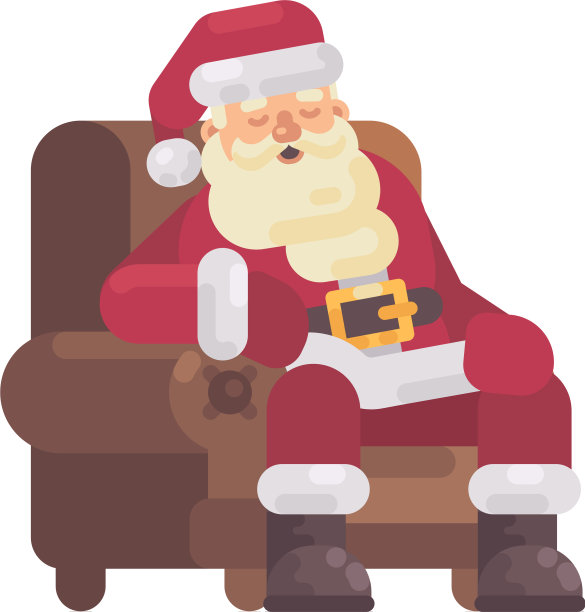 疲惫的圣诞老人睡在扶手椅后图片下载