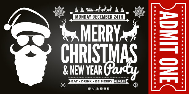 圣诞和新年派对门票邀请图片下载