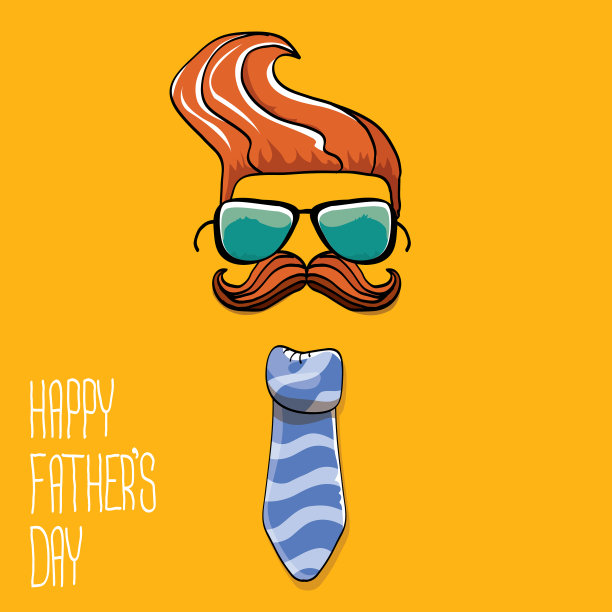 卡通贺卡，父亲节快乐图片下载