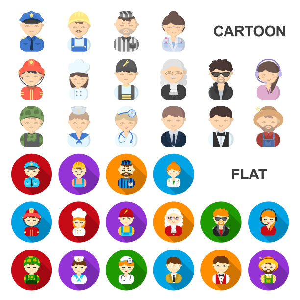 不同职业的人在卡通图标图片下载