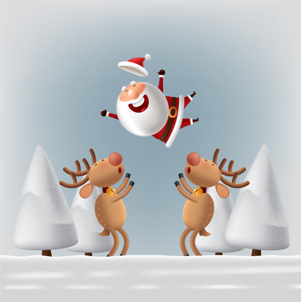 圣诞老人和鹿图片下载