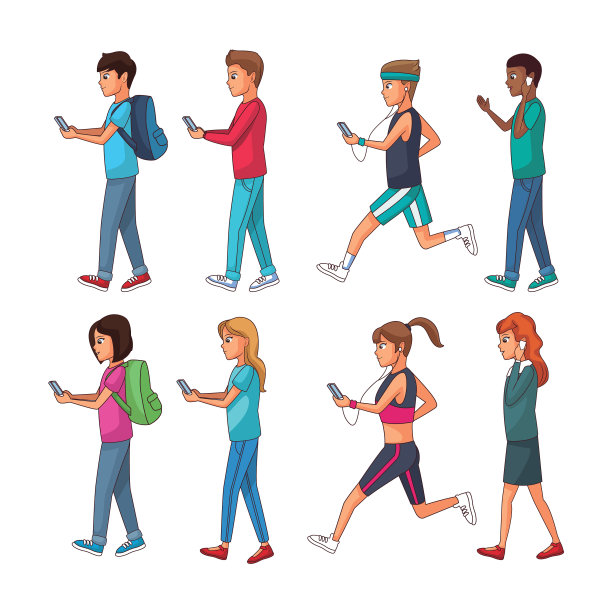 一组使用智能手机的人图片下载