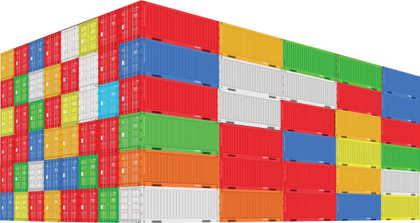 堆叠着五颜六色的货物集装箱图片下载