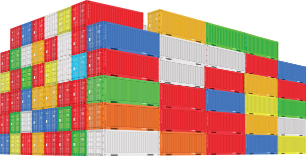 堆叠着五颜六色的货物集装箱图片下载