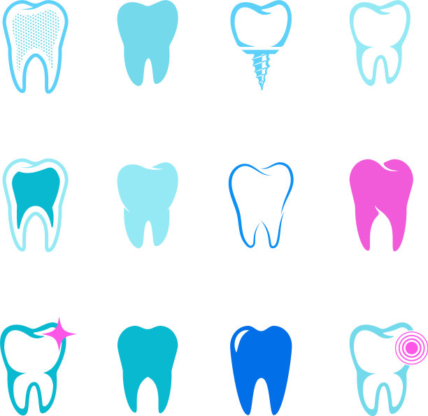 一套牙齿图标口腔设计元素图片下载