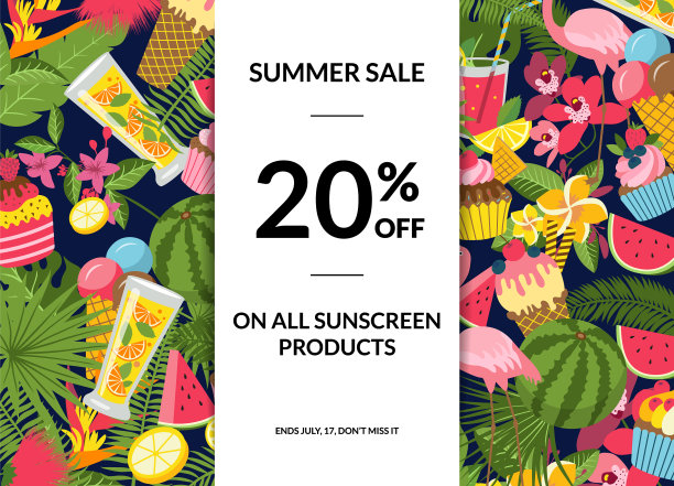 平淡可爱的夏日元素鸡尾酒图片下载