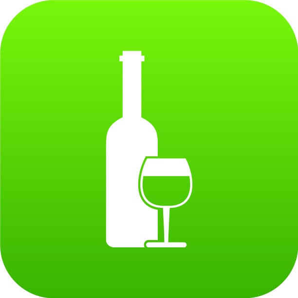 酒瓶和玻璃图标数字绿色图片下载
