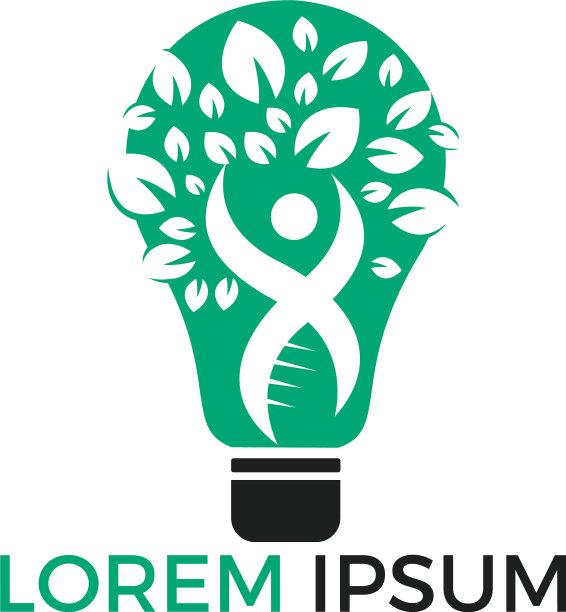 灯泡和人树标志设计图片下载