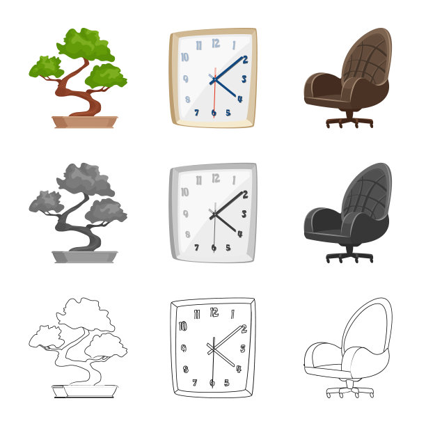 孤立对象的家具和工作标志套图片下载