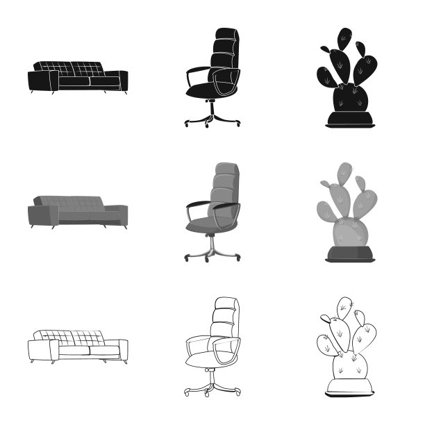 孤立对象的家具和工作标志集图片下载