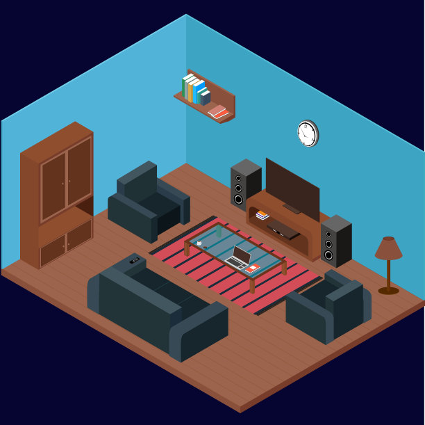 现代等距的房间图片下载