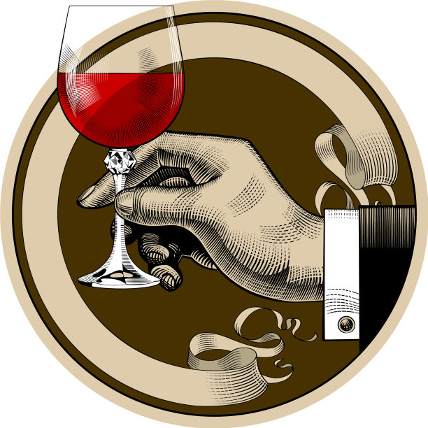 圆棕色复古标签与丝带和人的手图片下载