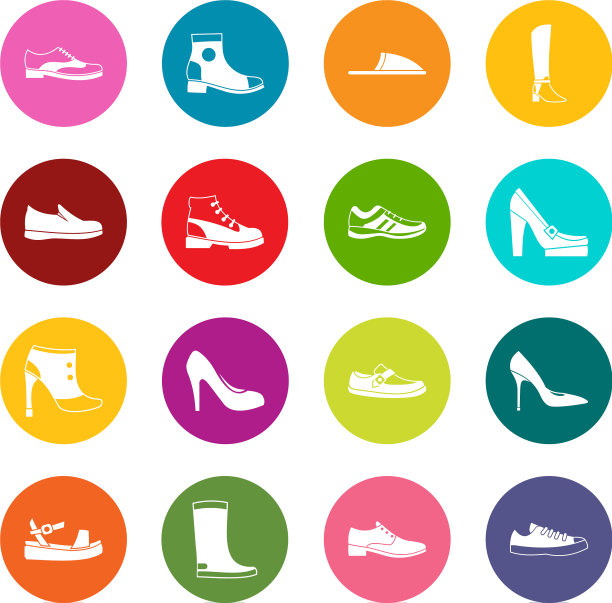 鞋子图标许多颜色设置图片下载