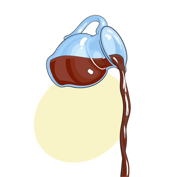 画的巧克力牛奶从可可中倾泻而出图片下载