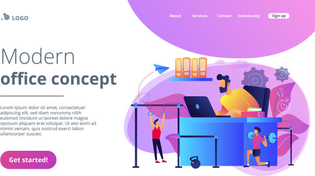 以健身为重点的工作空间概念登陆页面图片下载