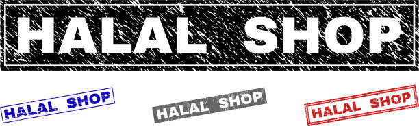 垃圾清真商店纹理矩形邮票印章图片下载
