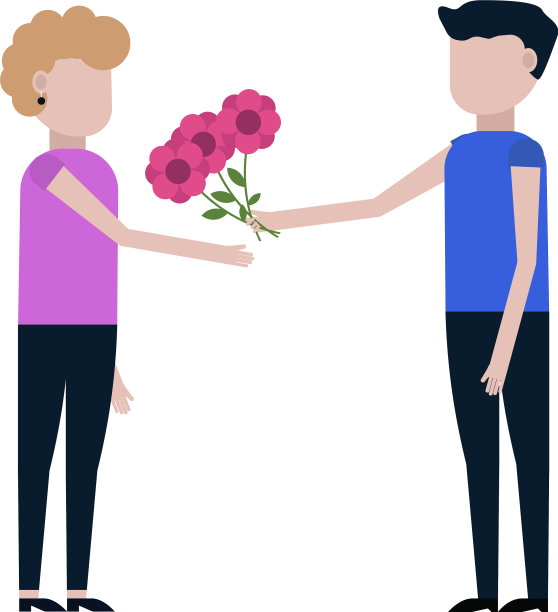 男孩给女孩花的图标图片下载