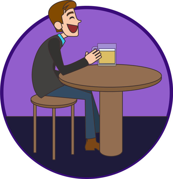 一个男人坐在酒吧里喝啤酒图片下载